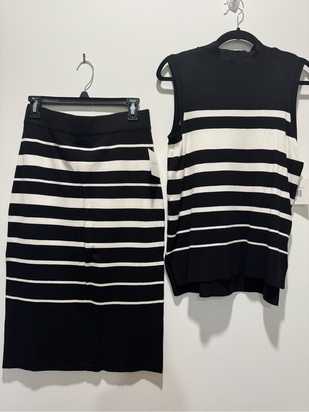 Ellen Tracy Black & White Set - Striped Skirt and Matching Top | New with Tags